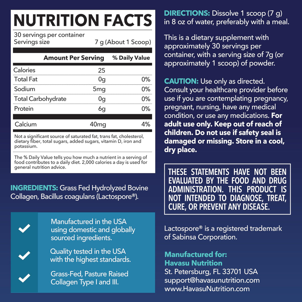 HAVASU NUTRITION collagen peptides dissolving in water shows easy absorption