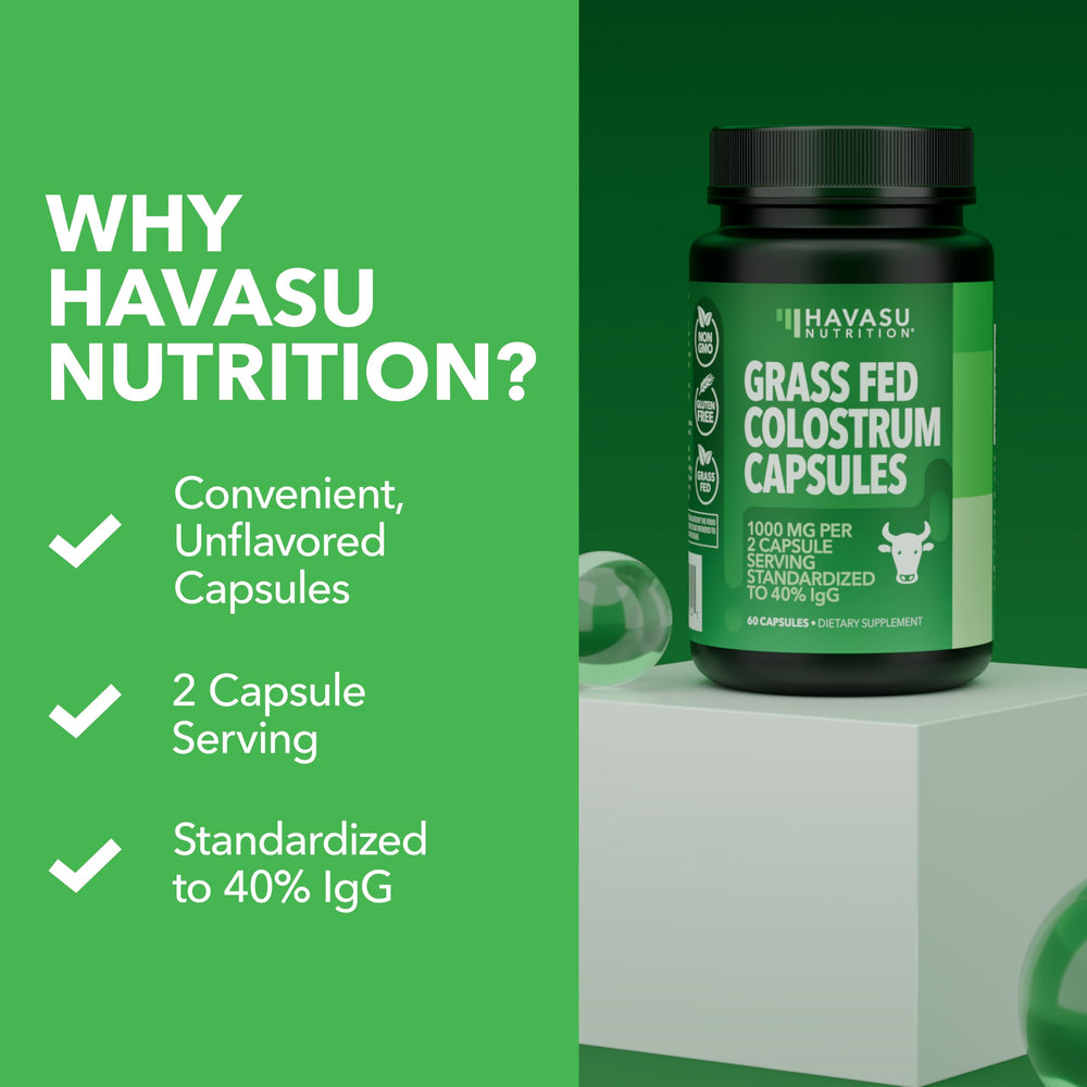 HAVASU NUTRITION gluten-free label highlights product suitability for sensitive diets.