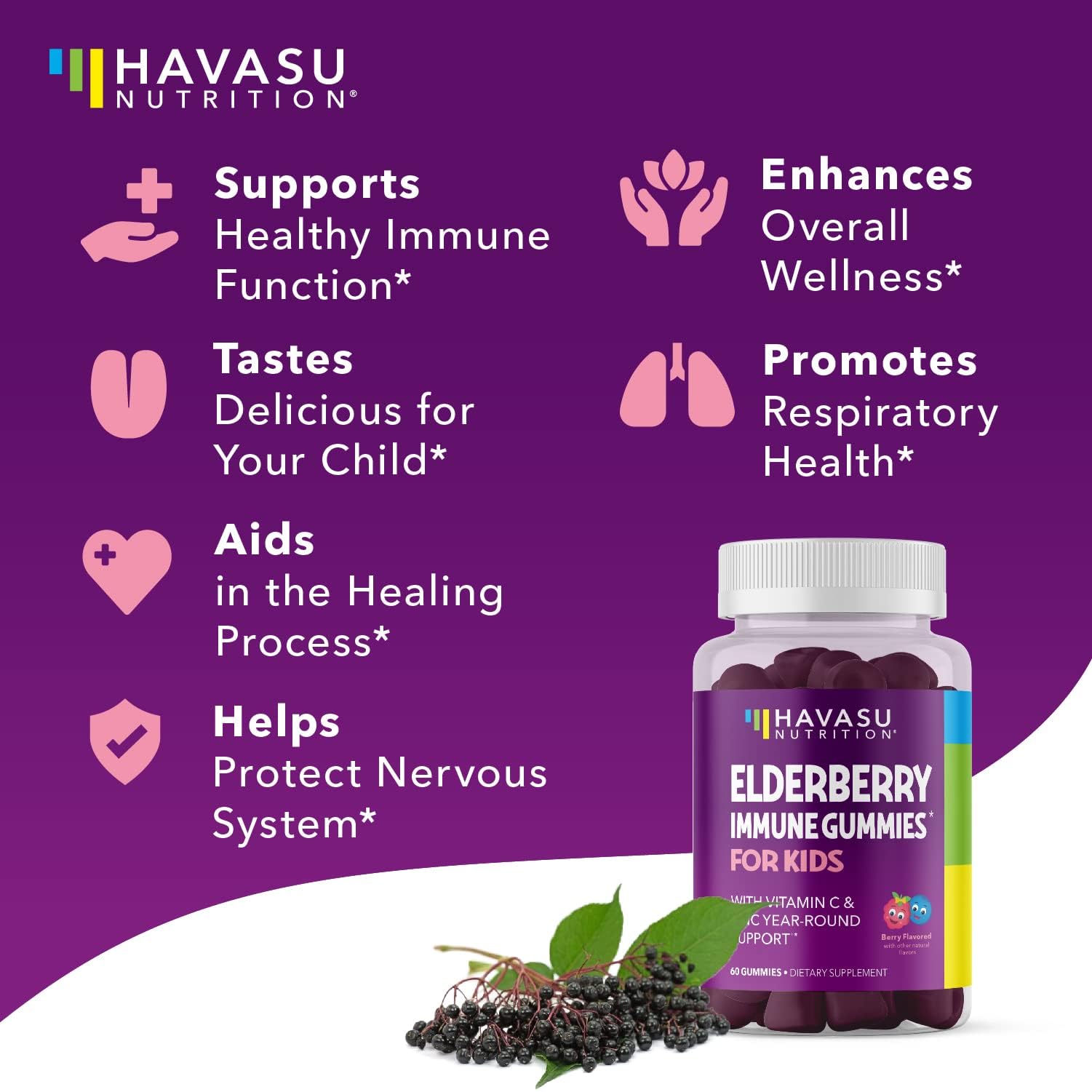 Envase 60 gominolas HAVASU NUTRITION para uso diario familiar.