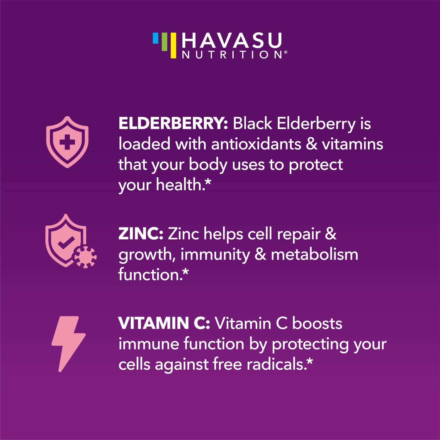 Ilustración de envase HAVASU NUTRITION gominolas de saúco para toda la familia.