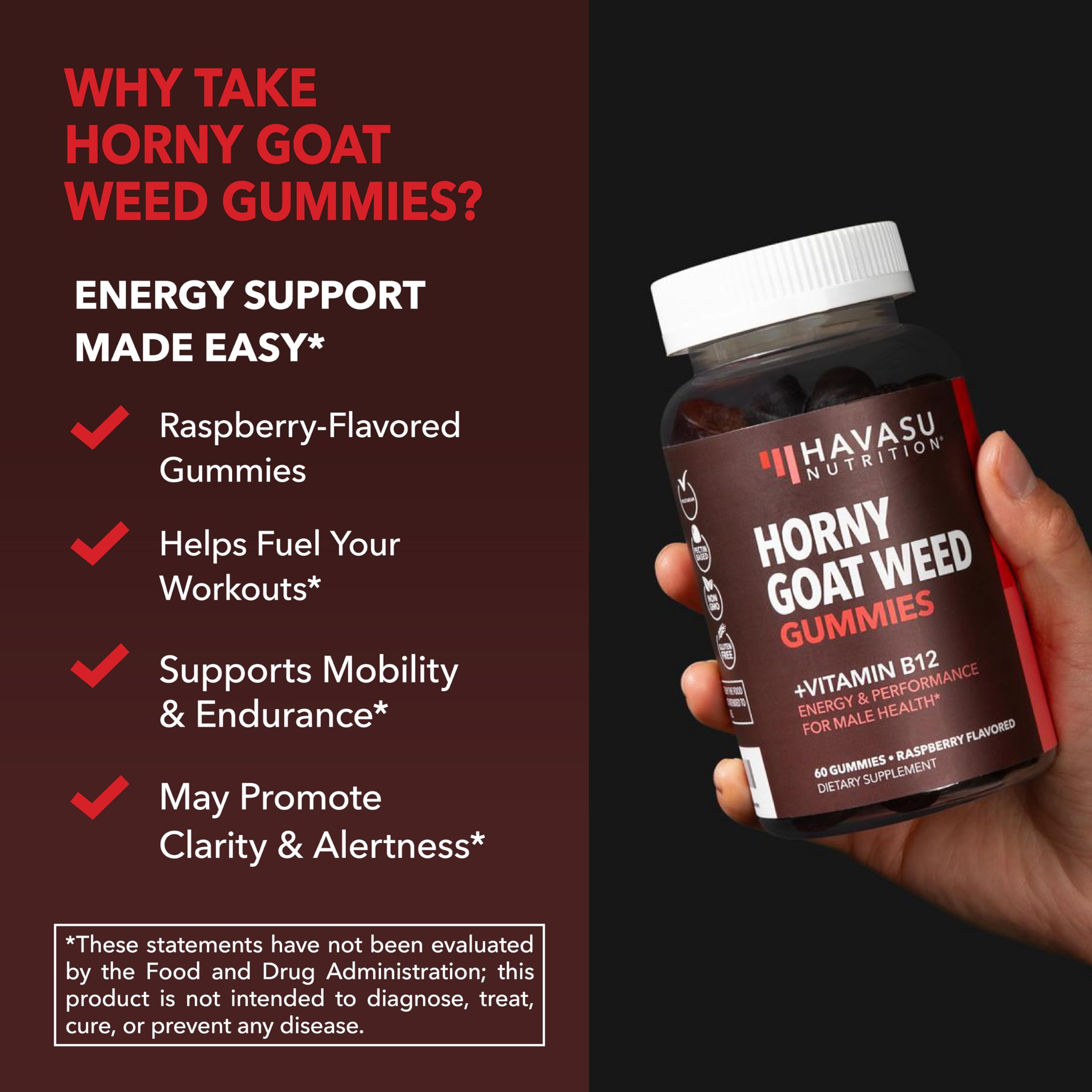 HAVASU NUTRITION Horny Goat Weed Gummies daily-use tray displays convenient dosing