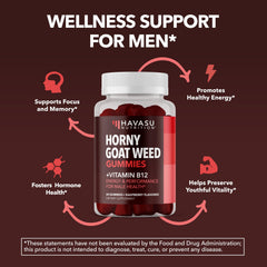 Havasu Nutrition Horny Goat Weed Gummies energy bottle emphasizes B12-enhanced vitality