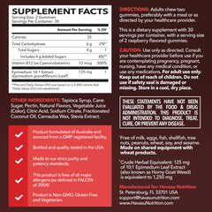 HAVASU NUTRITION Horny Goat Weed Gummies Raspberry label showing vegetarian, non-GMO formula