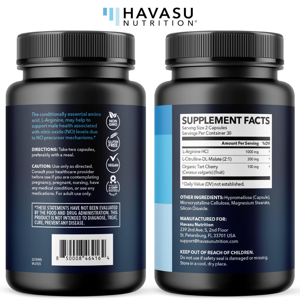 Muestra de producto HAVASU NUTRITION L-ARGININA Citrulina para revisión.