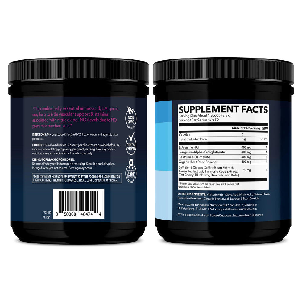 HAVASU NUTRITION L-Arginine en polvo se disuelve fácilmente en agua.