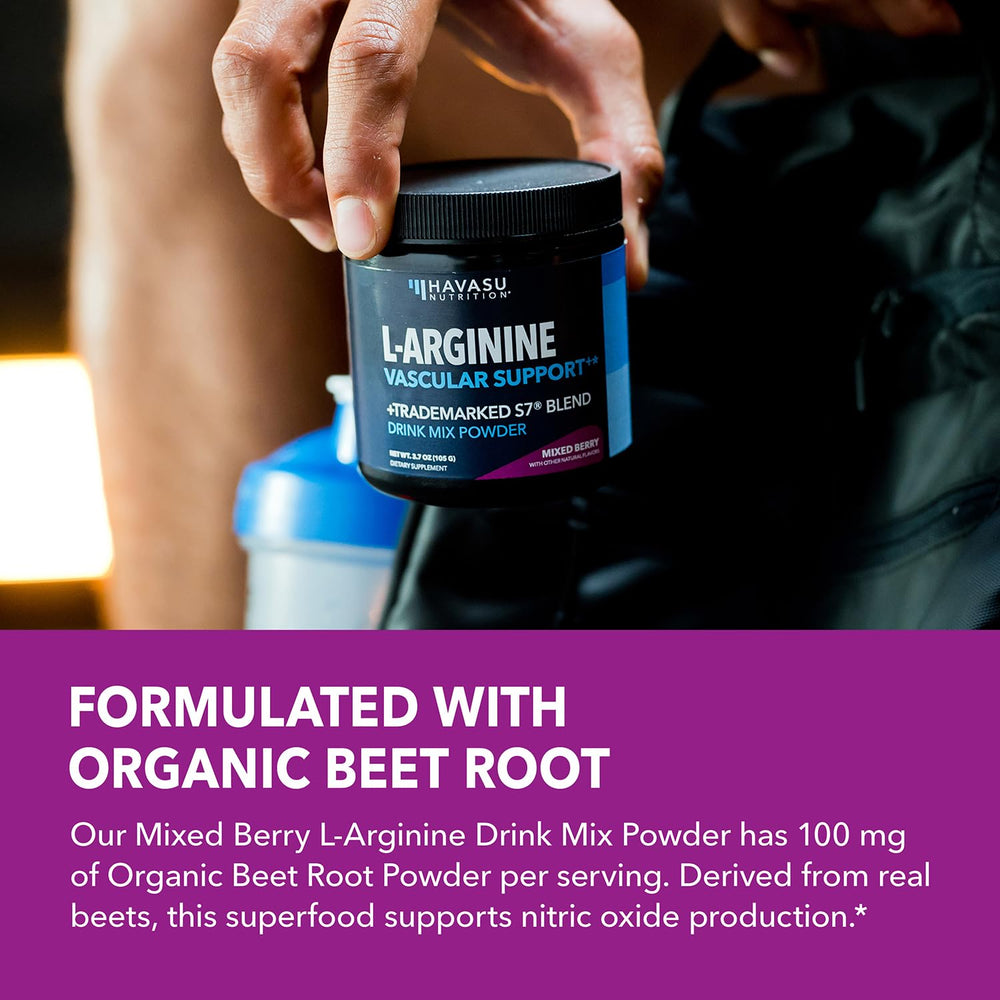 HAVASU NUTRITION L-Arginine en polvo con ingredientes veganos aptos para dietas.
