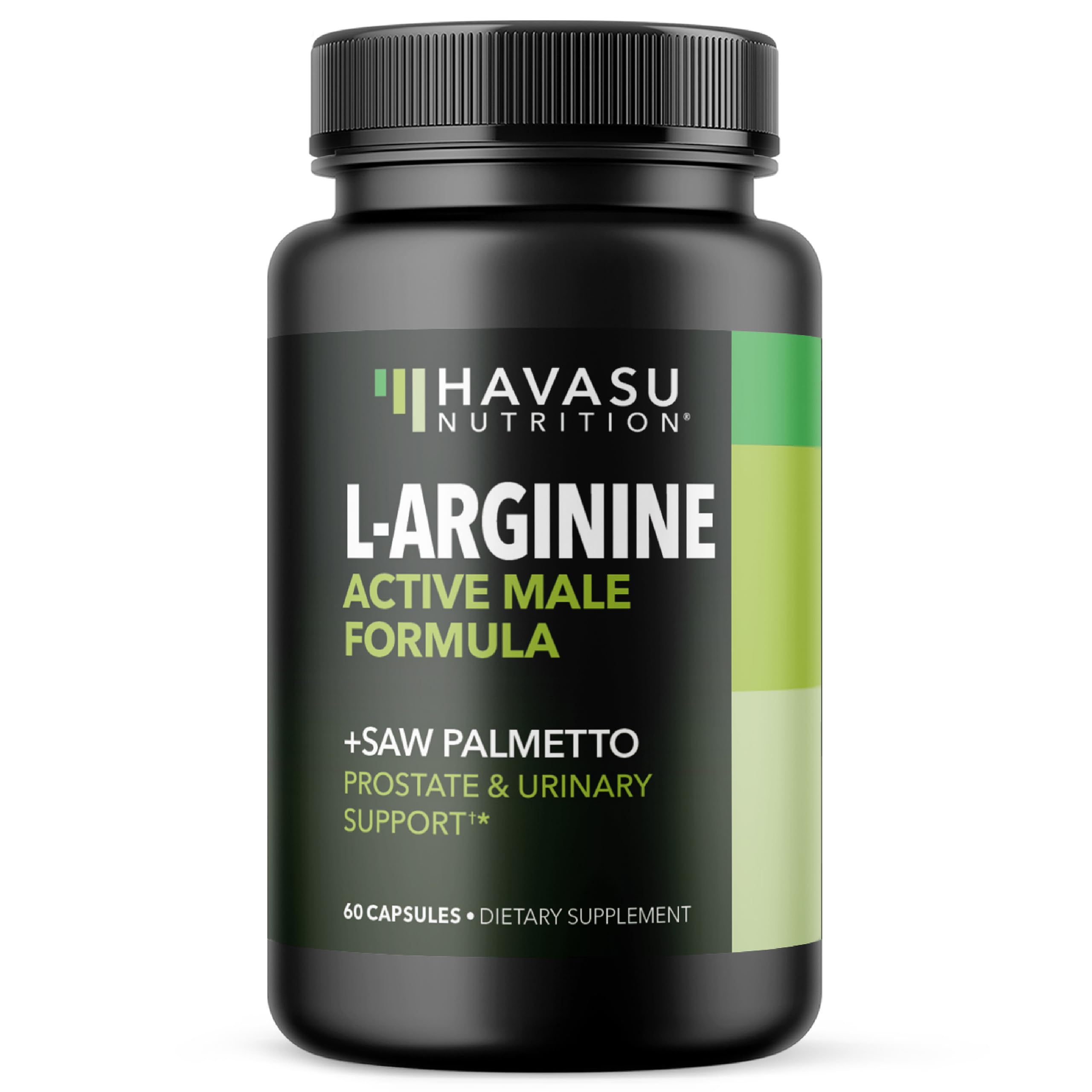 HAVASU NUTRITION L-Arginine and Saw Palmetto bottle suggesting daily endurance and prostate support