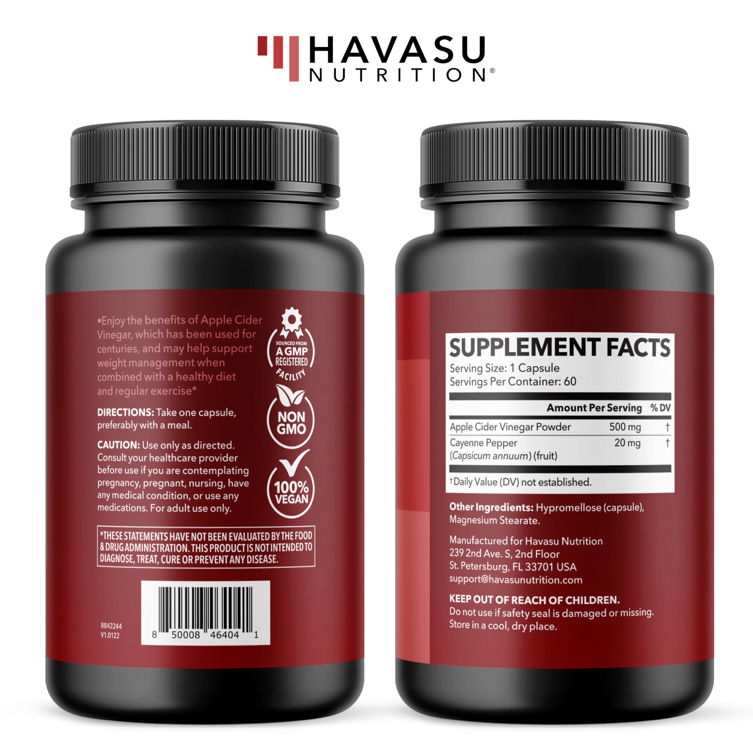 HAVASU NUTRITION label detail shows clear ingredients list.
