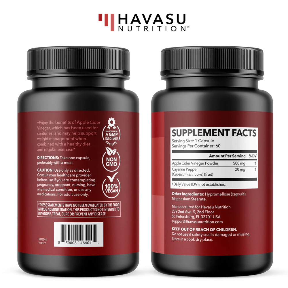 HAVASU NUTRITION label detail shows clear ingredients list.