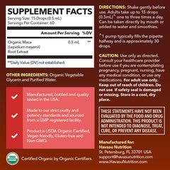 HAVASU NUTRITION Maca liquid drops being dosed for workouts.
