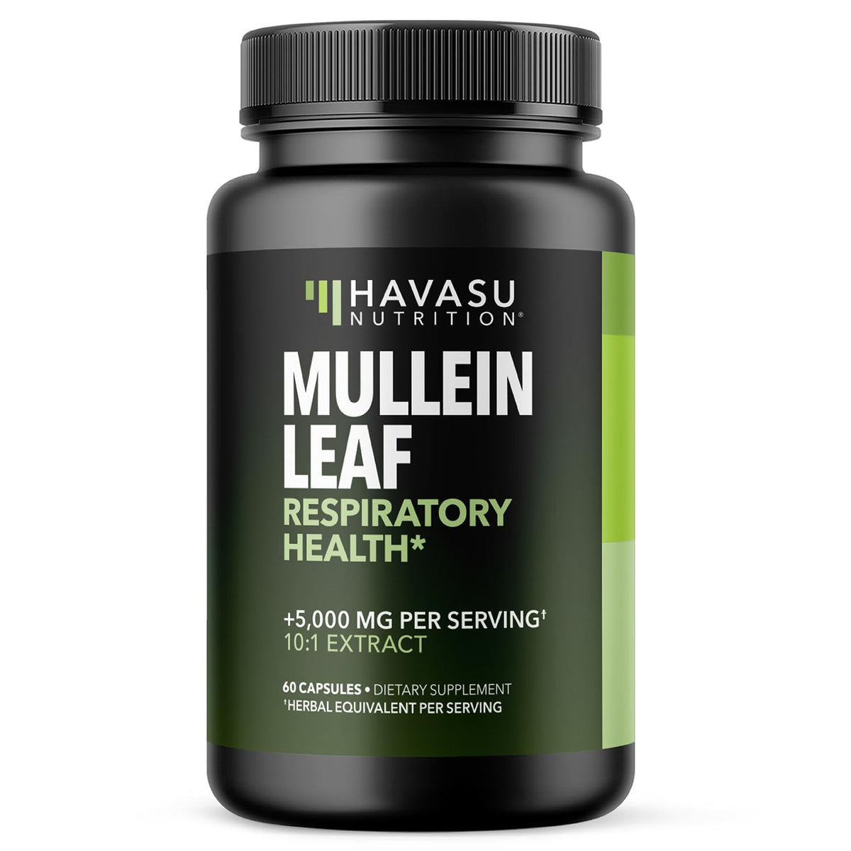 HAVASU NUTRITION Mullein Leaf capsules bottle provides daily respiratory support.
