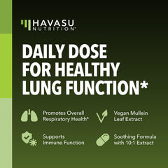 HAVASU NUTRITION Mullein Leaf Capsules capsules in bottle ready for daily use.