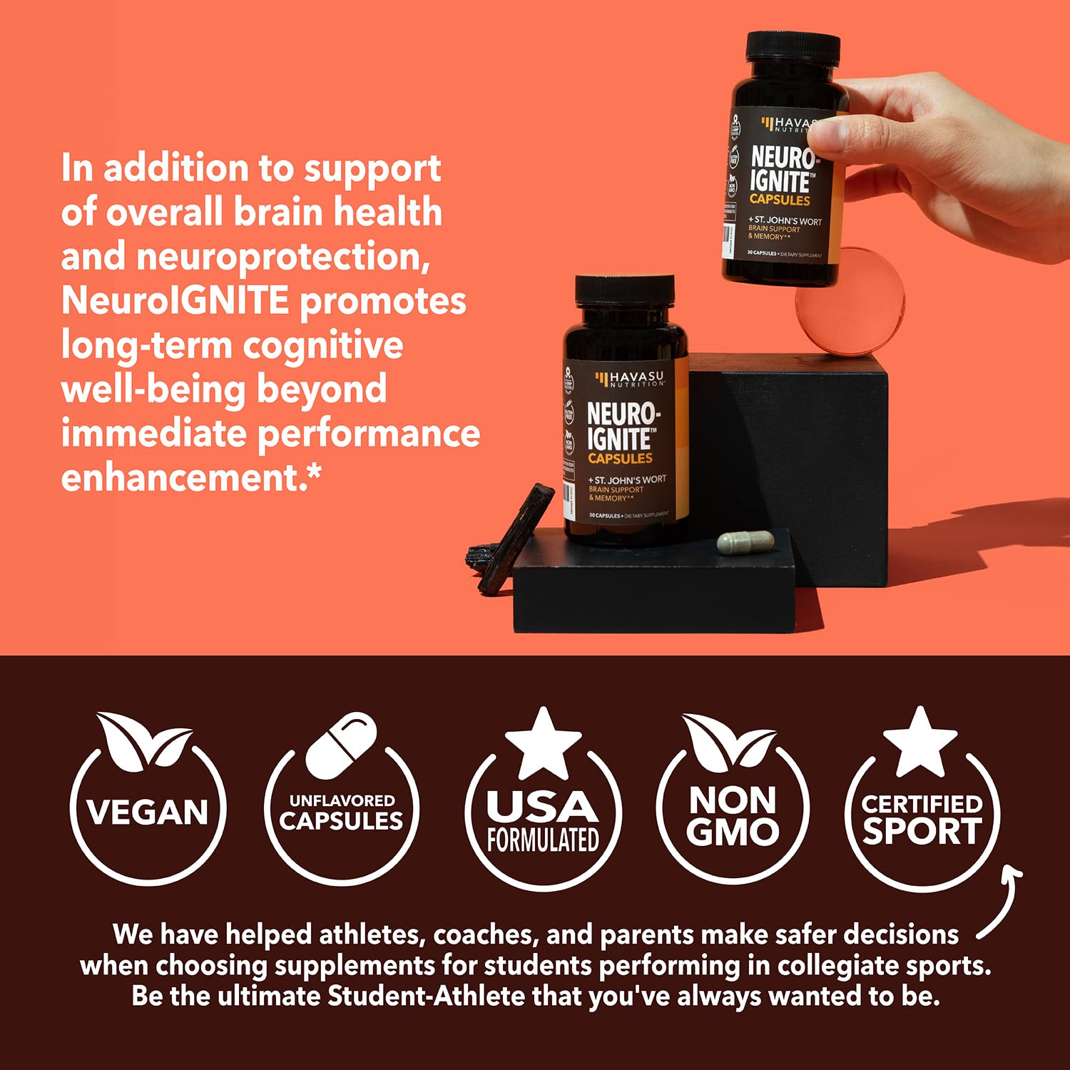 HAVASU NUTRITION NeuroIGNITE on desk beside a notebook for daily routine