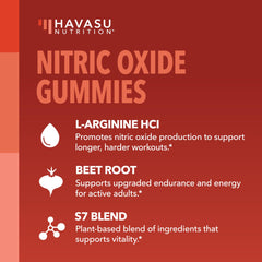 HAVASU Nitric Oxide Gummies green apple cinnamon flavor on display for active athletes.