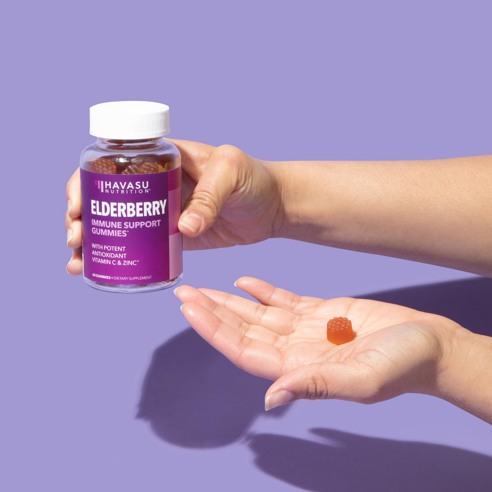 HAVASU Nutrition Sambucus elderberry gummies 120-count bottle shown for adults
