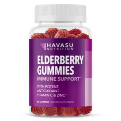 Havasu Nutrition Sambucus Elderberry Gummies bottle top close-up highlighting daily immune support.