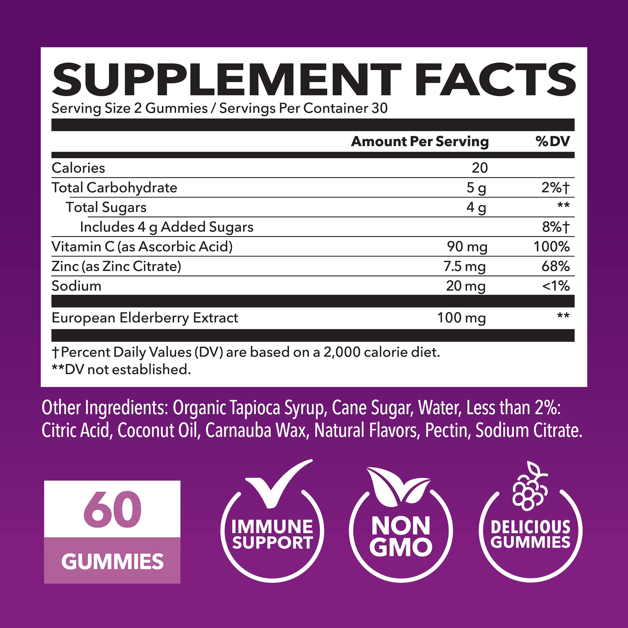 Havasu Nutrition Sambucus Elderberry Gummies chewy texture close-up emphasizes berry goodness.