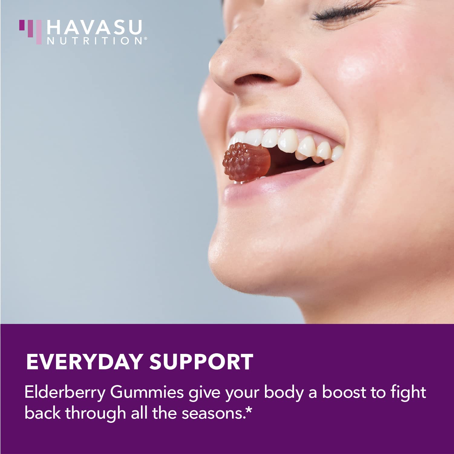 HAVASU Nutrition Sambucus elderberry gummies with vitamin C and zinc for added nutrients