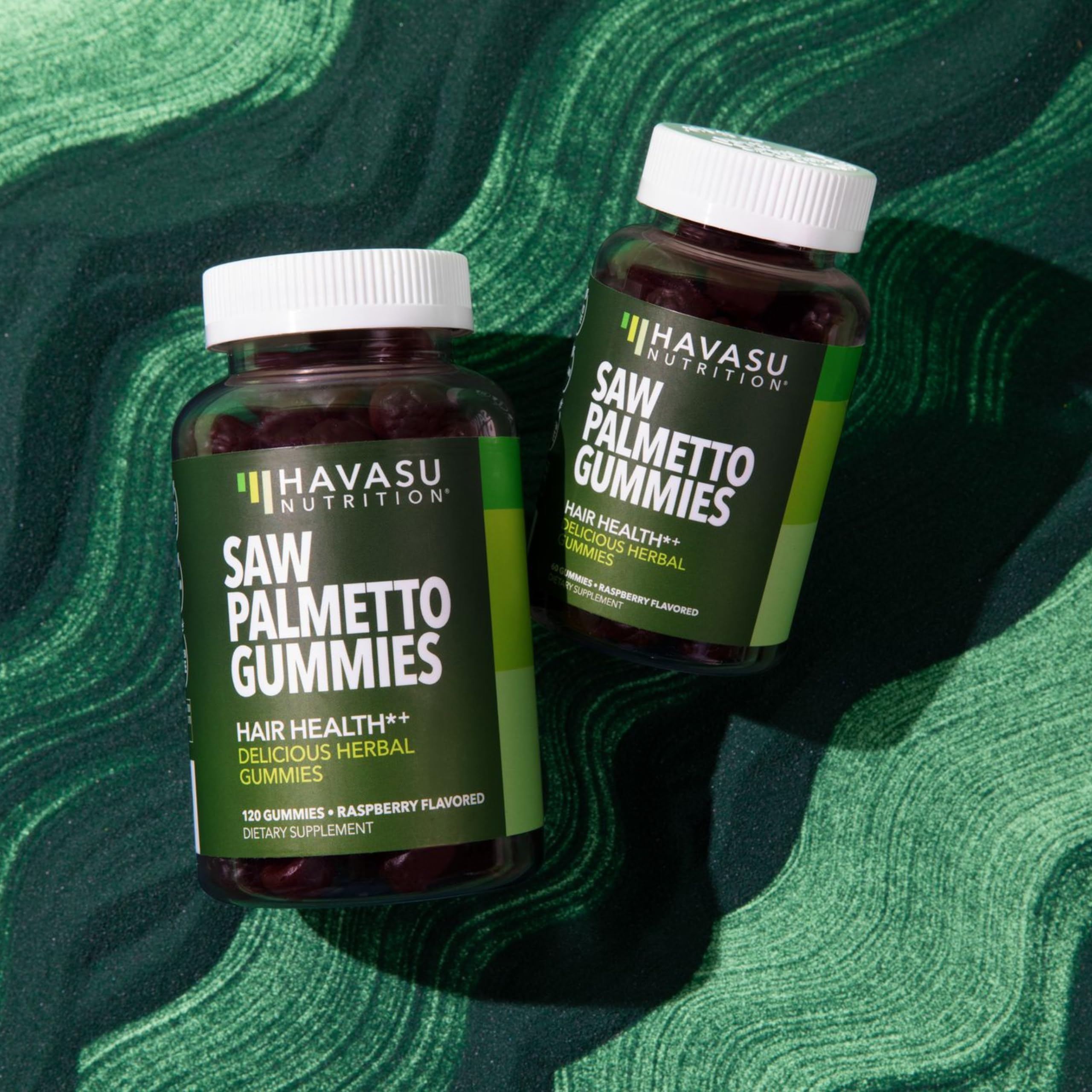 HAVASU Nutrition Saw Palmetto Gummies bottle with 60-count supply.