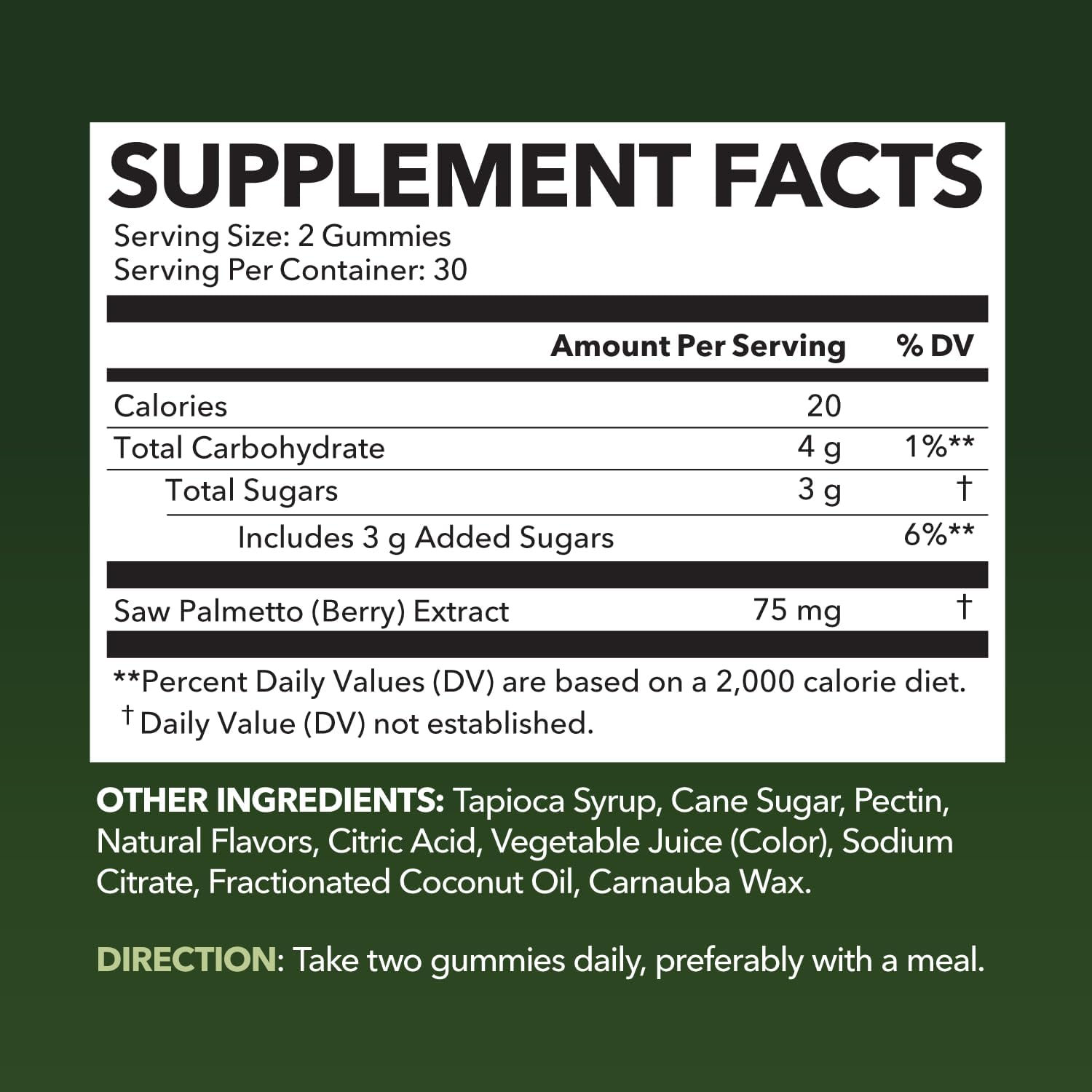 HAVASU Nutrition Saw Palmetto Gummies bottle side angle showcasing packaging.