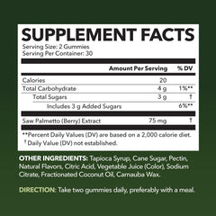 HAVASU Nutrition Saw Palmetto Gummies bottle side angle showcasing packaging.