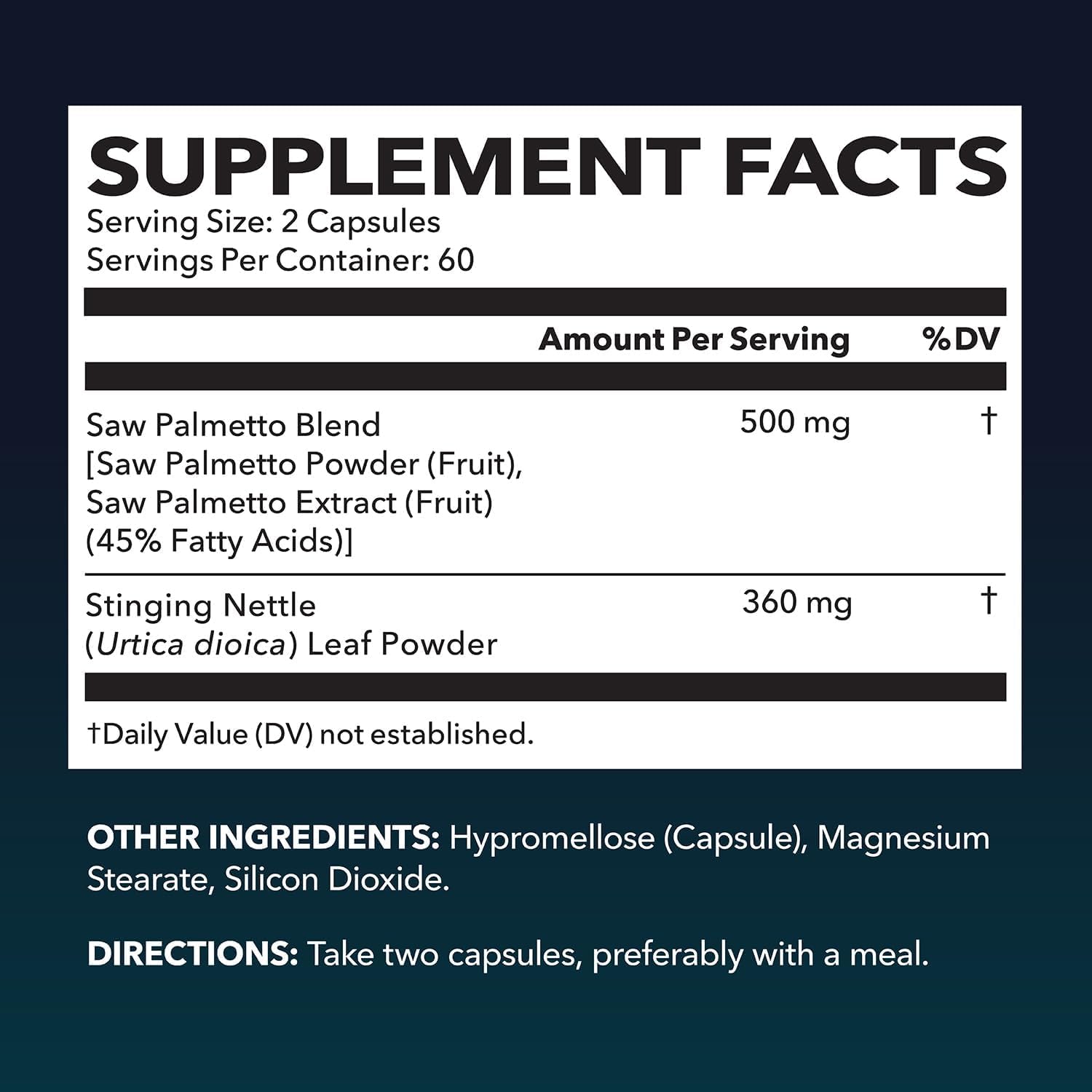 Havasu Nutrition bottle label displays 2X formula for targeted prostate health