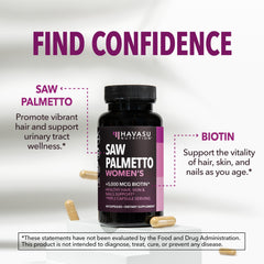 HAVASU NUTRITION Saw Palmetto Women bottle label detail for ingredient clarity.