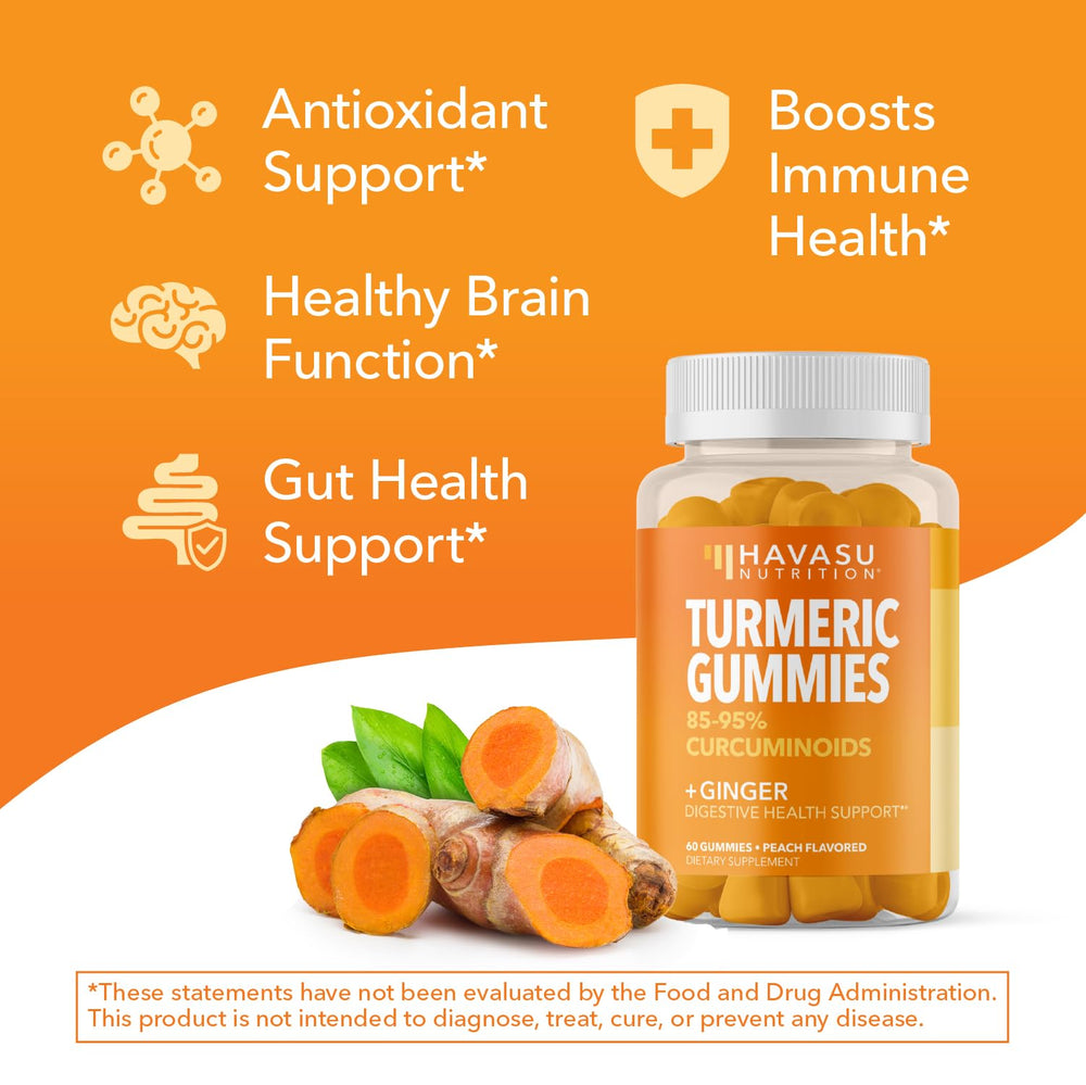 Havasu Nutrition peach-flavored gummies offer a soft chew texture for convenient dosing.