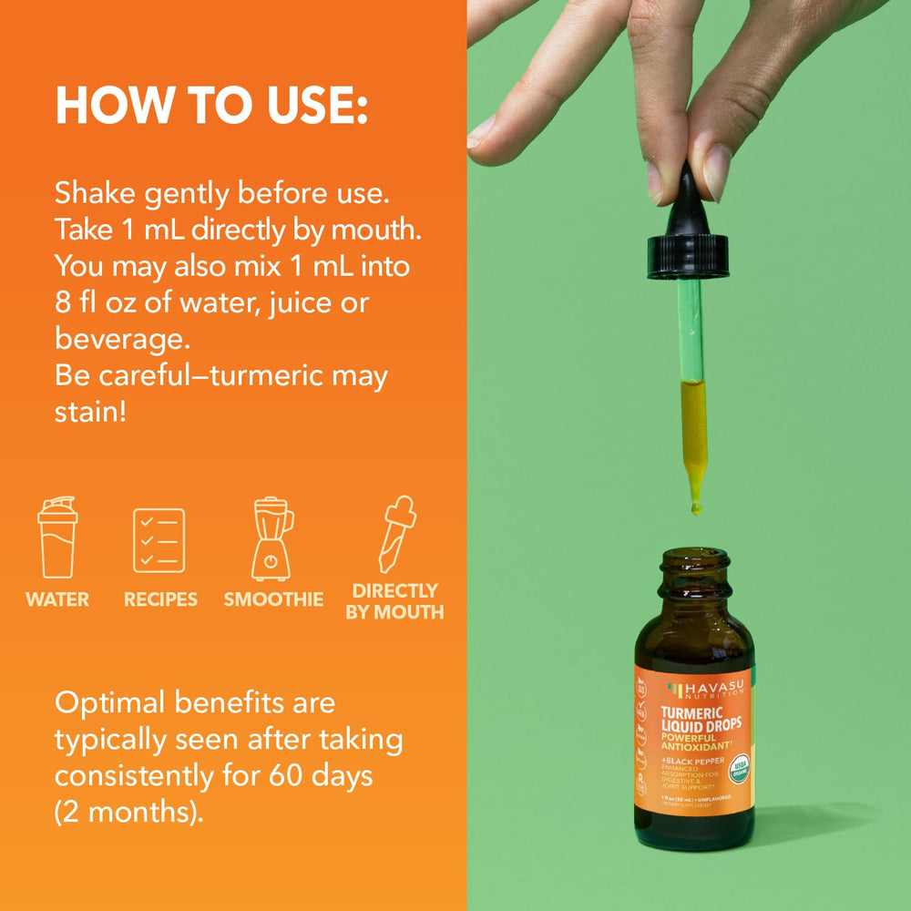 HAVASU NUTRITION turmeric liquid drops amber bottle packaging