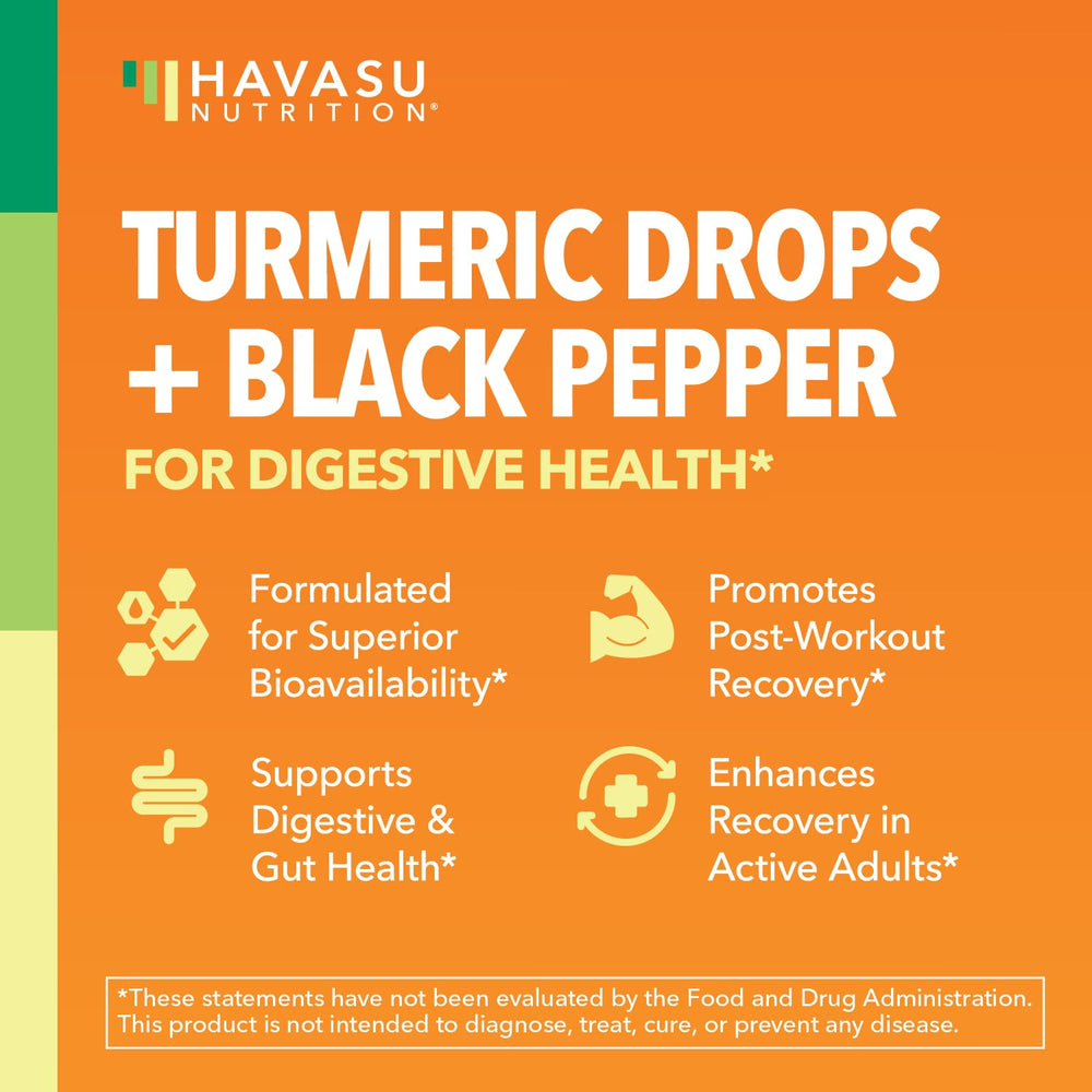 HAVASU NUTRITION turmeric liquid drops close-up showing 1 mL serving