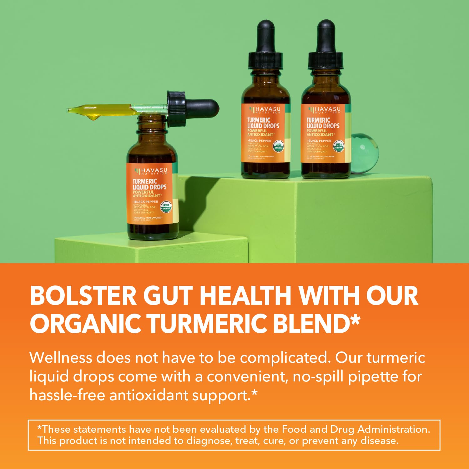 HAVASU NUTRITION turmeric liquid drops label back with ingredients