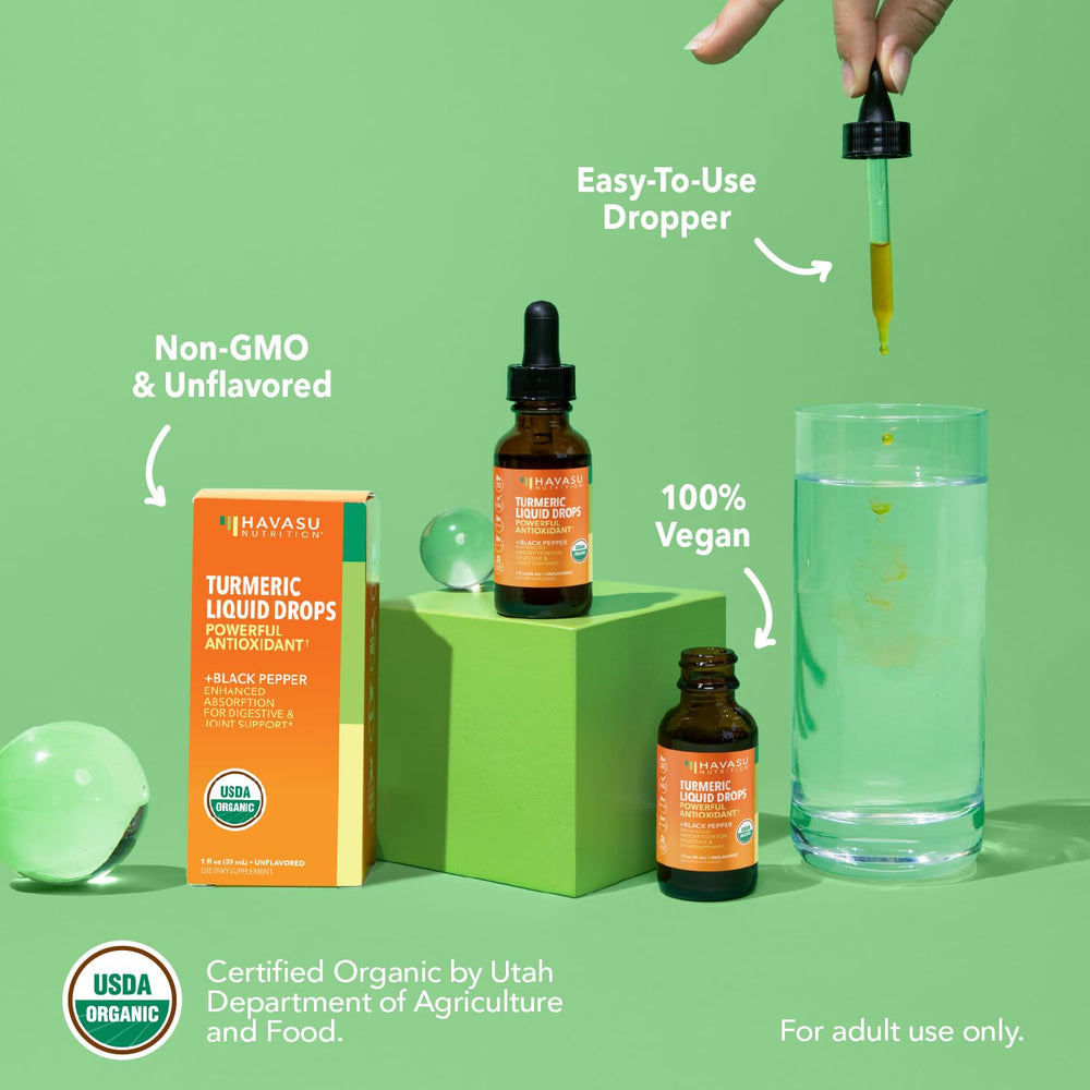 HAVASU NUTRITION turmeric liquid drops measurement markings for precise use
