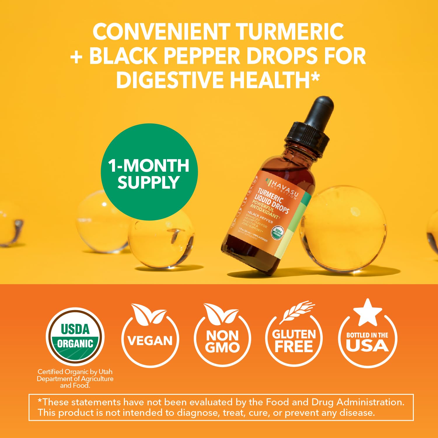 HAVASU NUTRITION turmeric liquid drops unflavored solution ready to mix