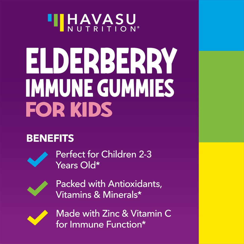 Gently flavored berry gummies from HAVASU NUTRITION with vegan elderberry for kids.