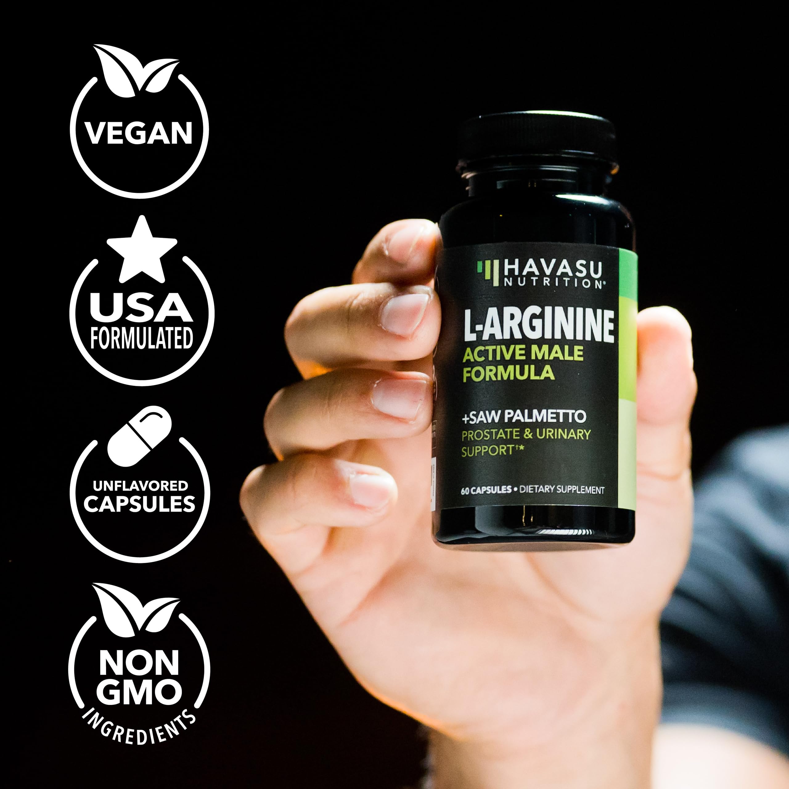 HAVASU NUTRITION vegan non GMO badge close up