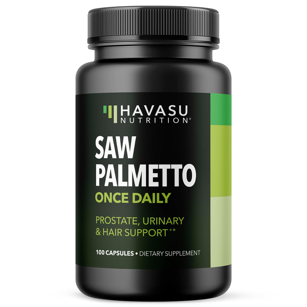 HAVASU NUTRITION Saw Palmetto capsule bottle supports urinary comfort and prostate health.