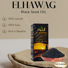Hawag Elhawag Egyptian origin label communicates authenticity and origin.