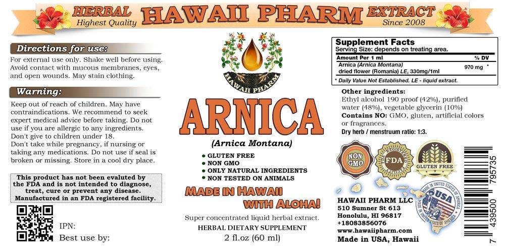 Hawaii Pharm Arnica dried flowers bundle highlighting organic harvesting and natural origin