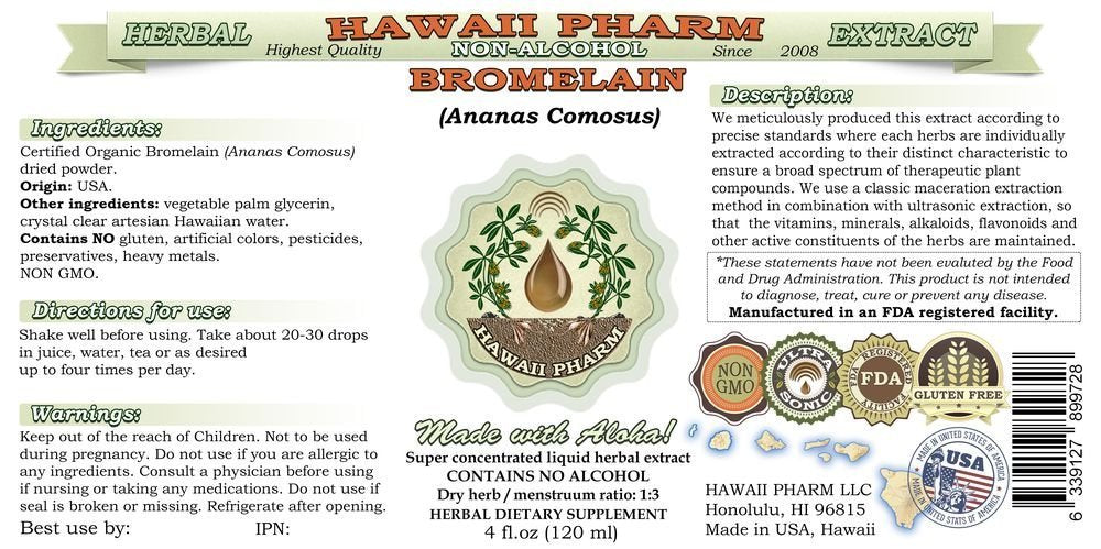 Hawaii Pharm Bromelain dropper shows easy dosing for daily routines.