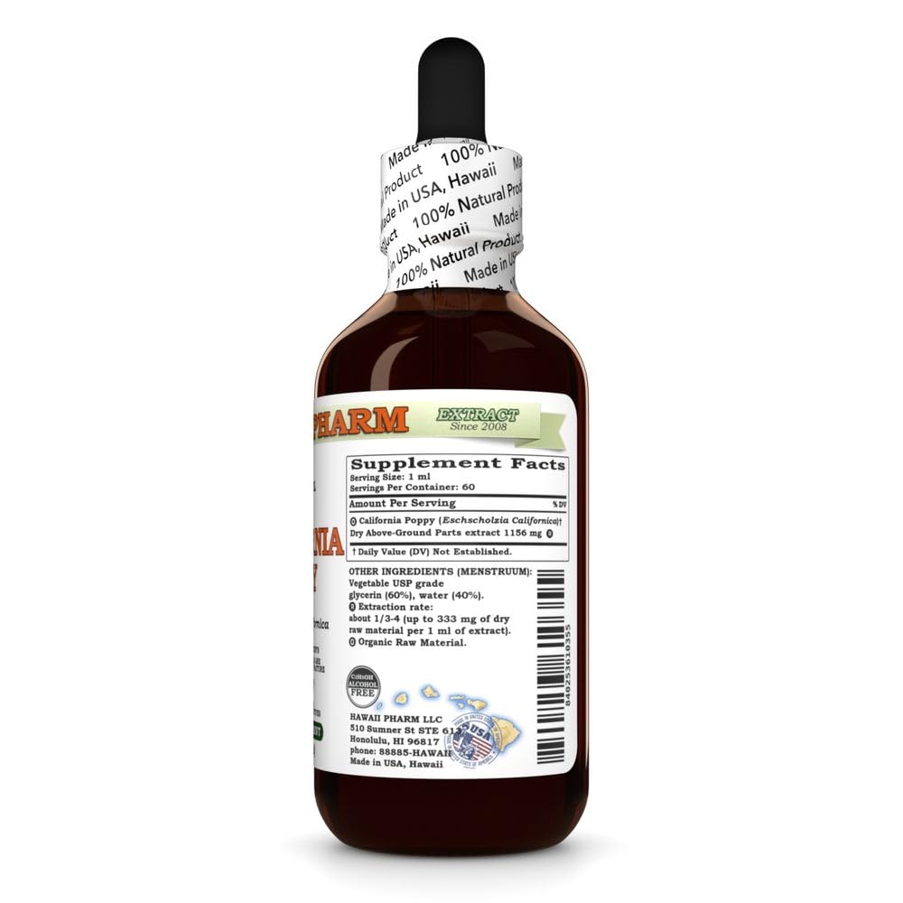 HawaiiPharm California Poppy label and packaging highlight purity