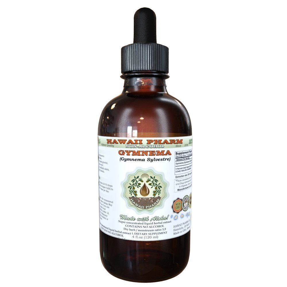 Hawaii Pharm Gymnema alcohol-free liquid extract bottle for convenient daily herbal support