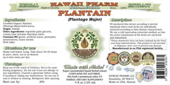 Hawaii Pharm organic Plantago Major leaves highlight premium sourcing.