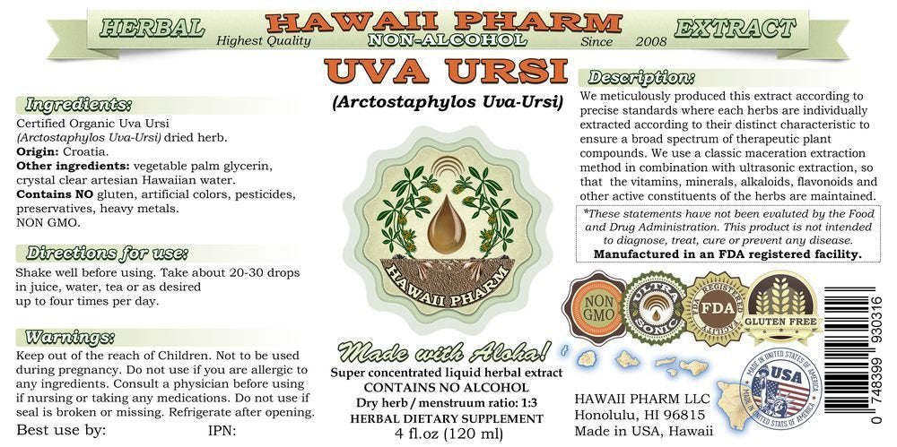 Hawaii Pharm Uva Ursi dried herb organically sourced for glycerite.