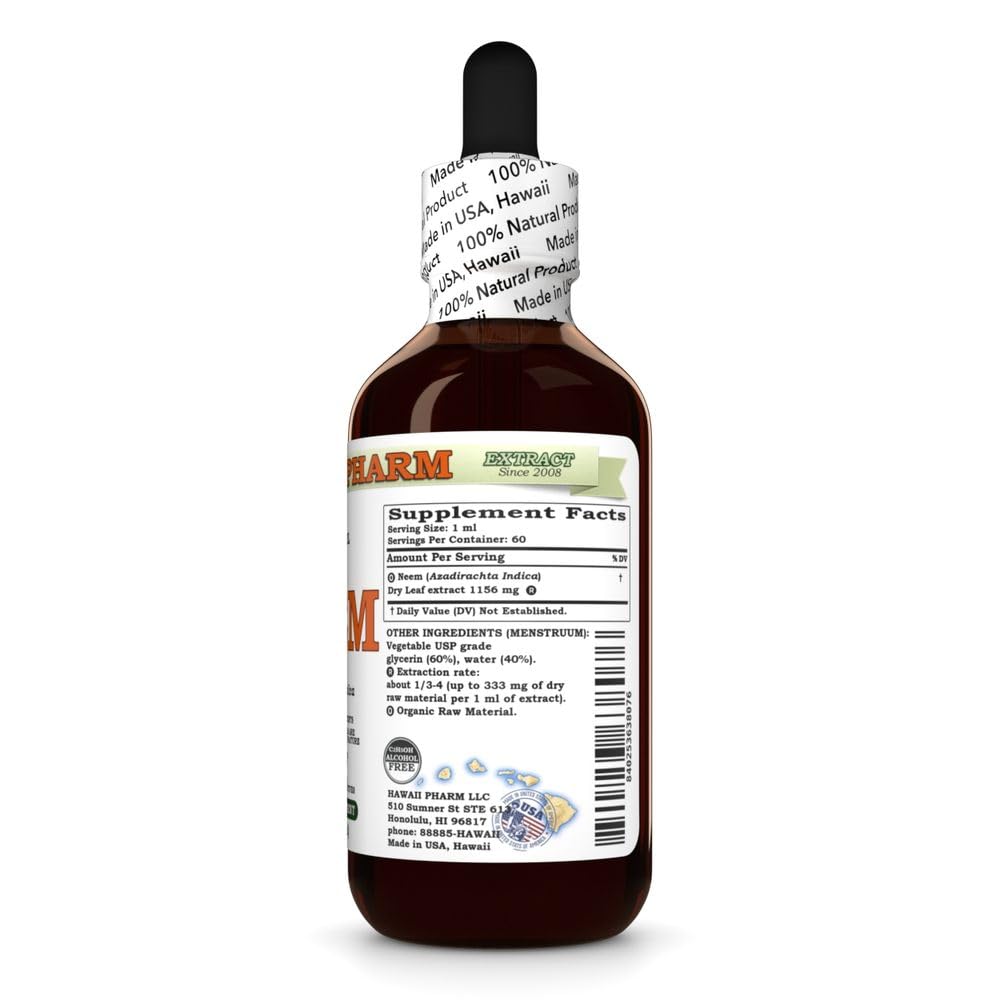 HawaiiPharm Neem leaves close-up shows natural origin and plant-based glycerite.