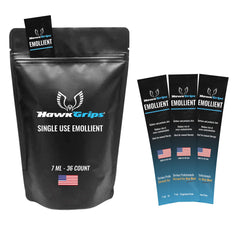 HawkGrips 7ml vanilla massage emollient packet offering smooth glide for massage therapy.