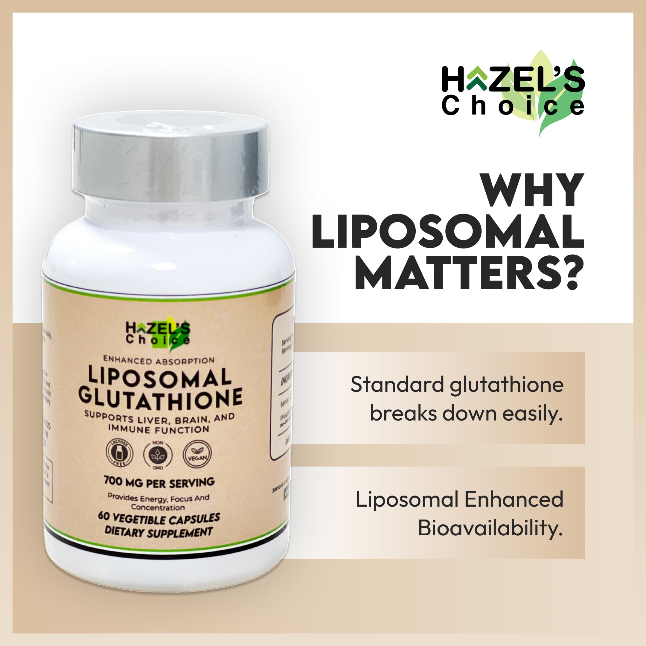 HAZEL'S Choice bottle with label showcasing plant-based antioxidant option