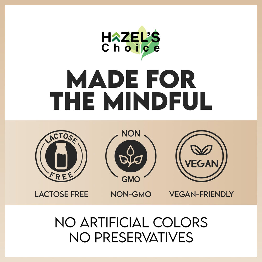 HAZEL'S Choice vegan non-GMO indication emphasizes dietary compatibility