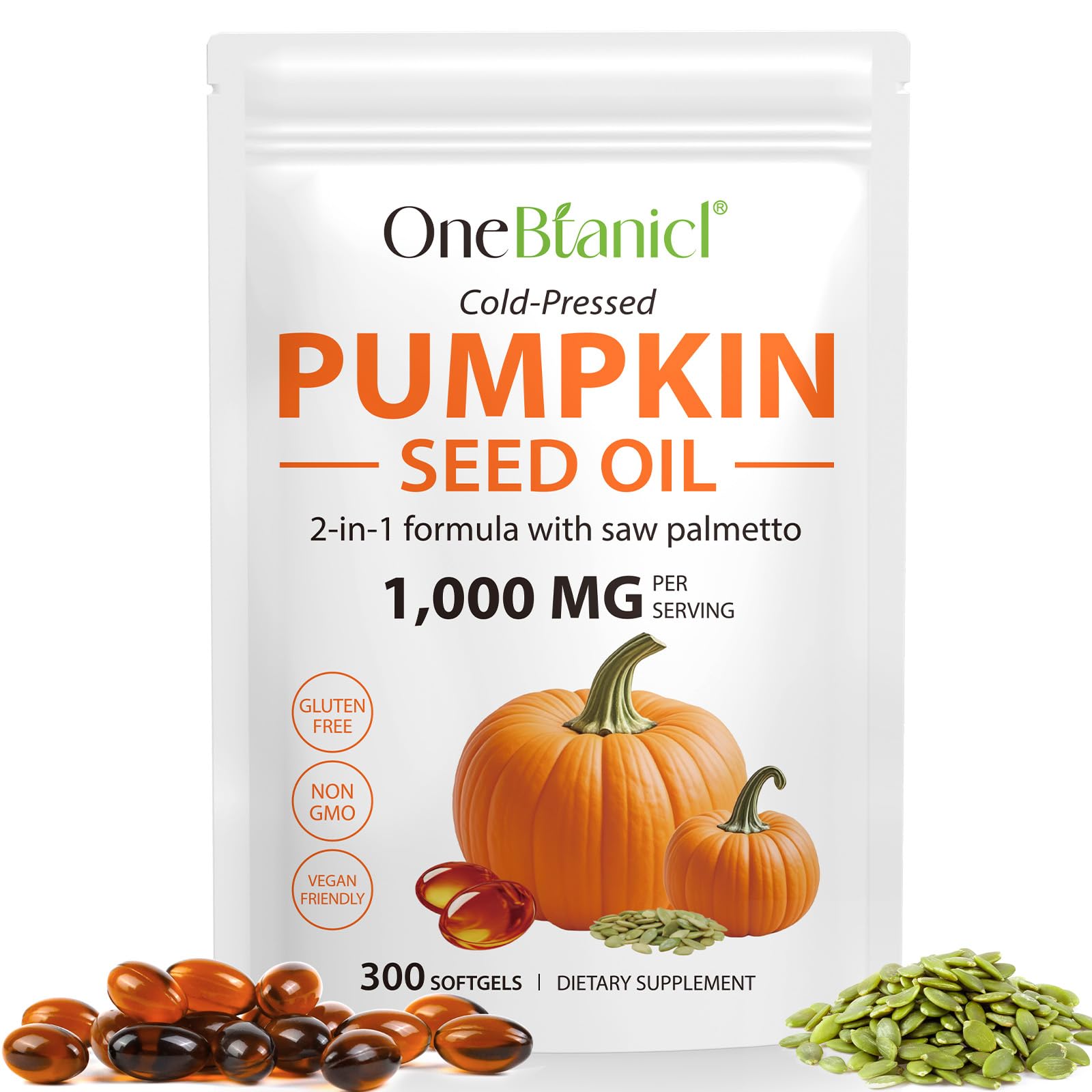 HBIKCLYC pumpkin seed oil capsules bottle for daily hair and scalp support.