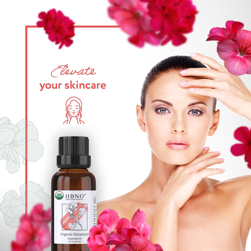 HBNO Geranium Oil diffuser-ready bottle for room fragrance.