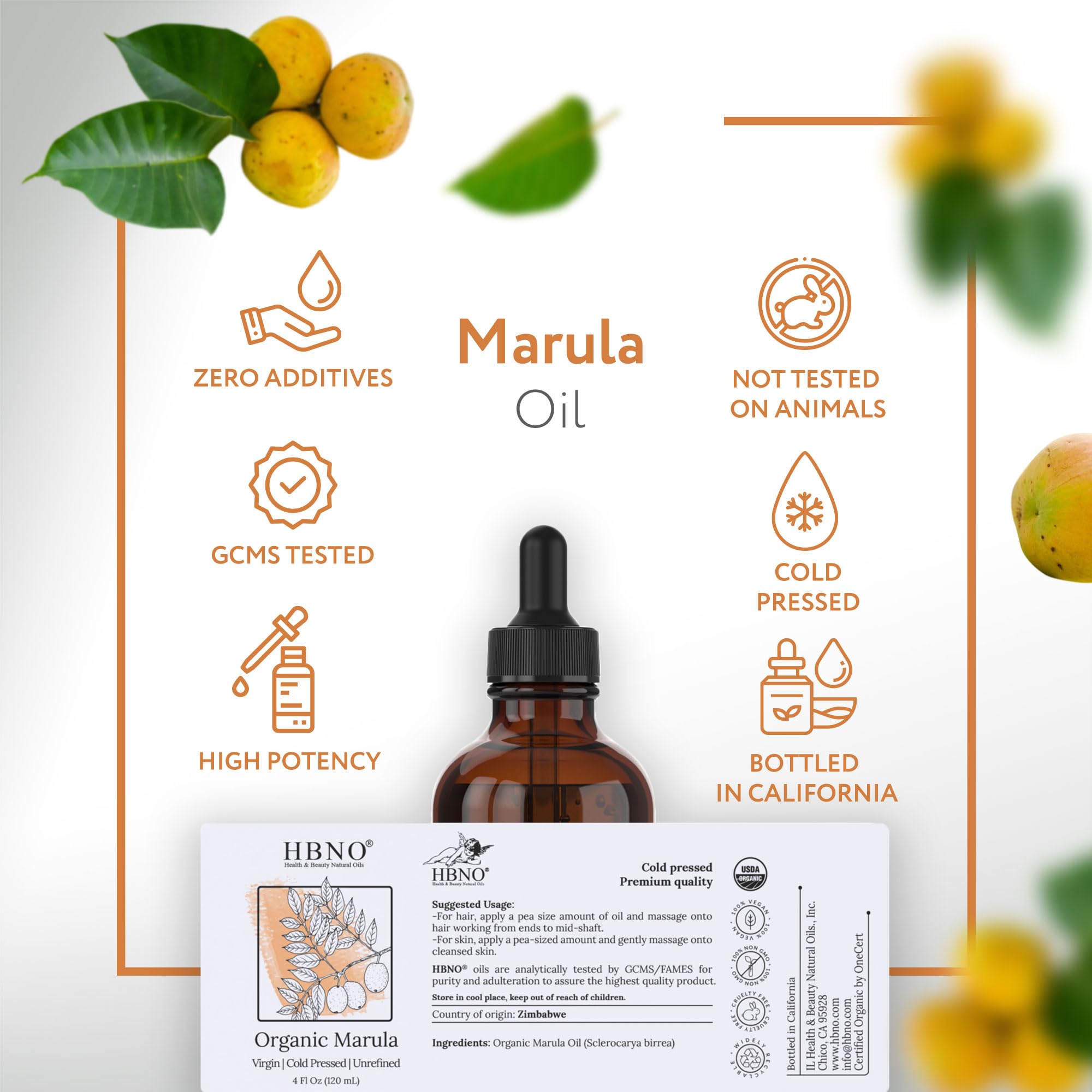 HBNO Marula Oil used on face and body for lightweight moisture.